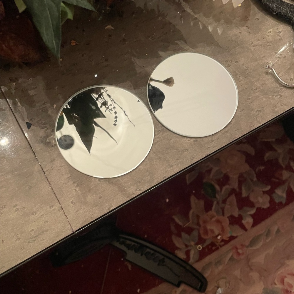 NWOT set of two handheld Round Silver Mirrors